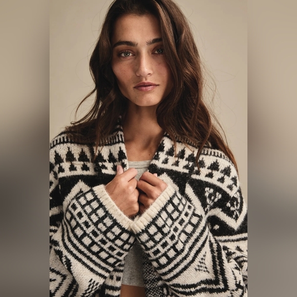 Lucky Brand Fairisle Shawl Cardigan NWT - Picture 4 of 7